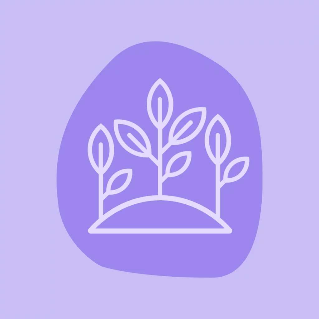A purple plant icon on a lighter purple background.